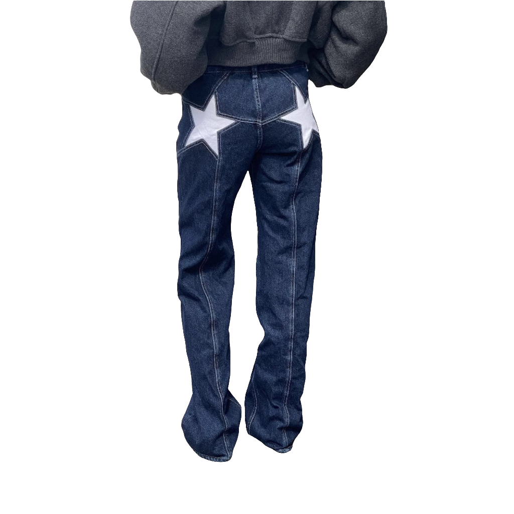 Y2K Star Patchwork Jeans Retro Cool American Style