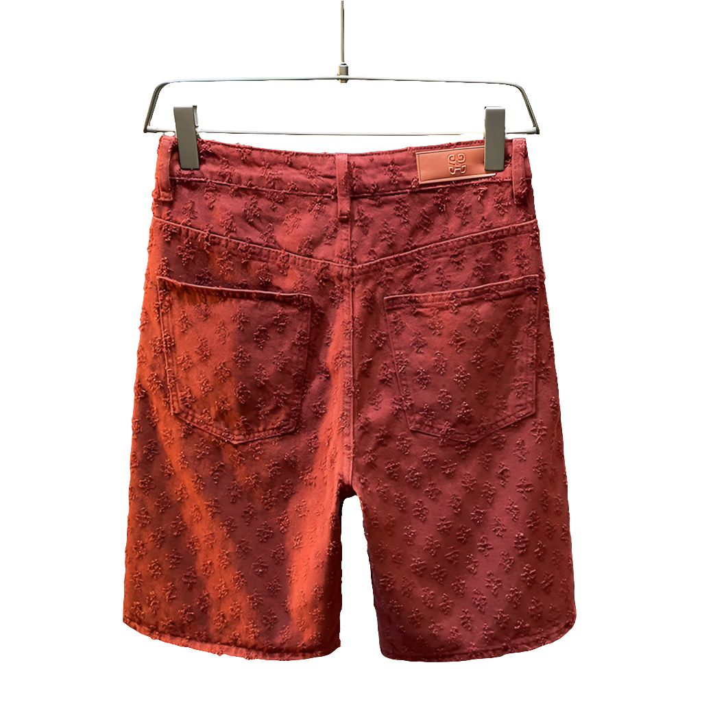 Ankola Red Denim Shorts Cool Loose Summer Style