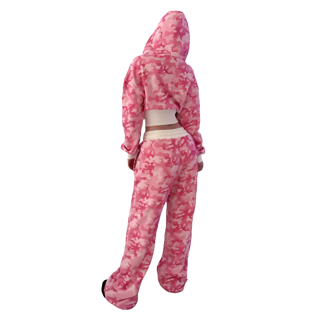 Y2K Hip Hop Set Cropped Hoodie Wide Legs
