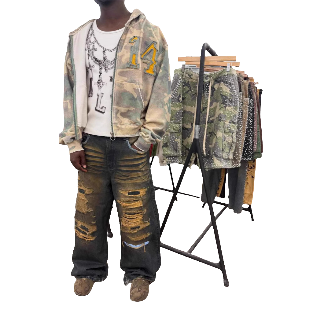 Camouflage Print Hooded Sweatshirt Jacket Unisex Casual Wear