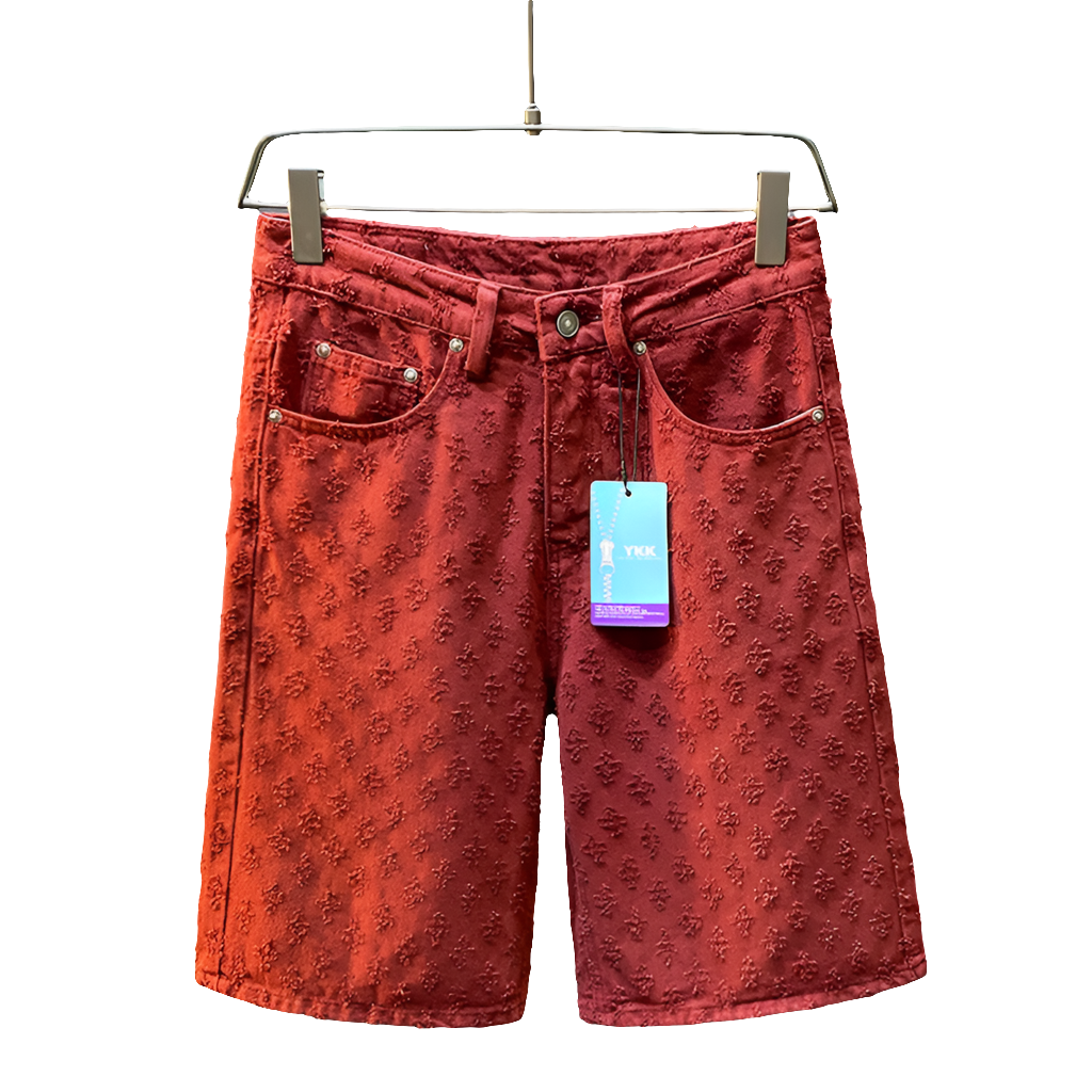Ankola Red Denim Shorts Cool Loose Summer Style