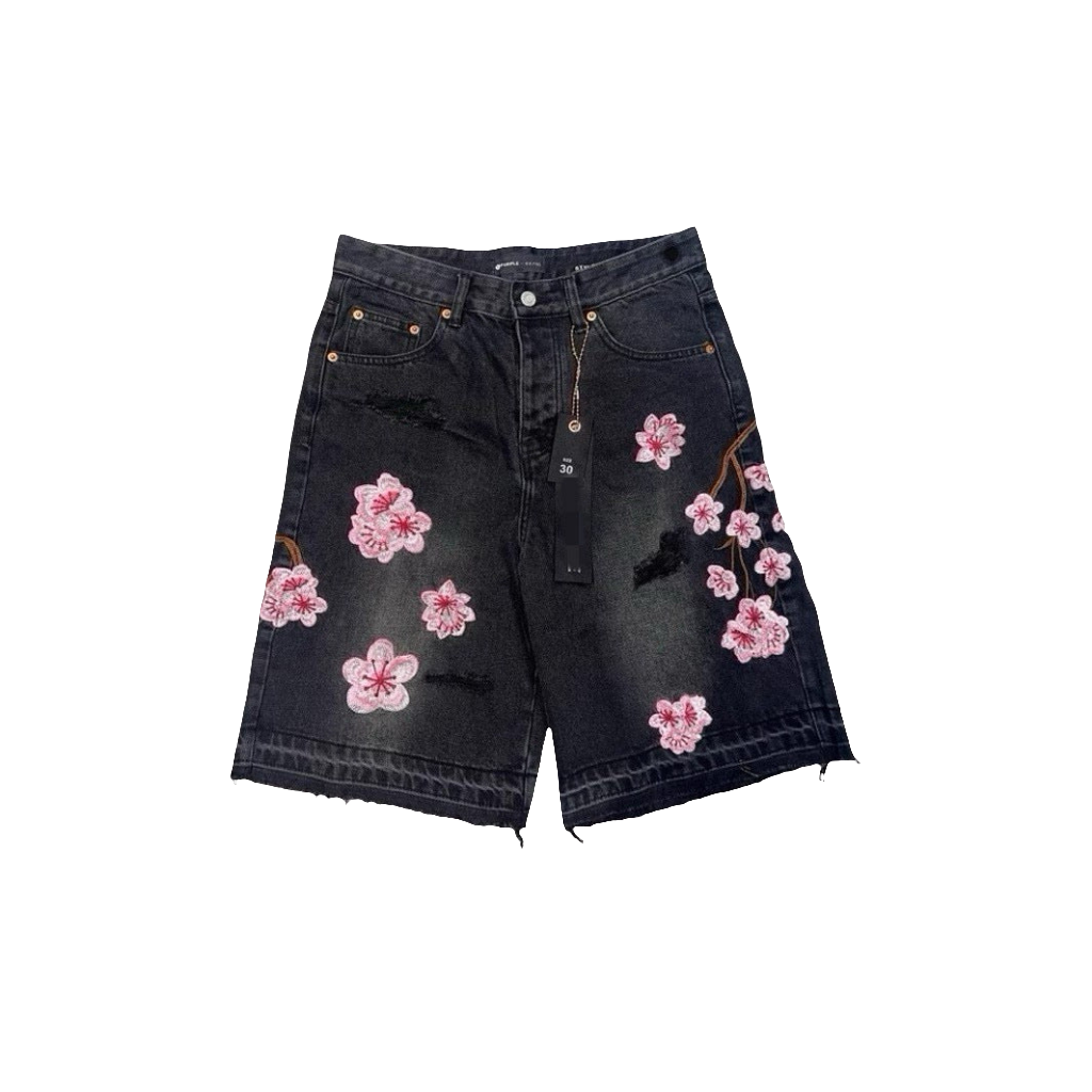 Vintage EuroRetro Mens Embroidered Denim Shorts 2025